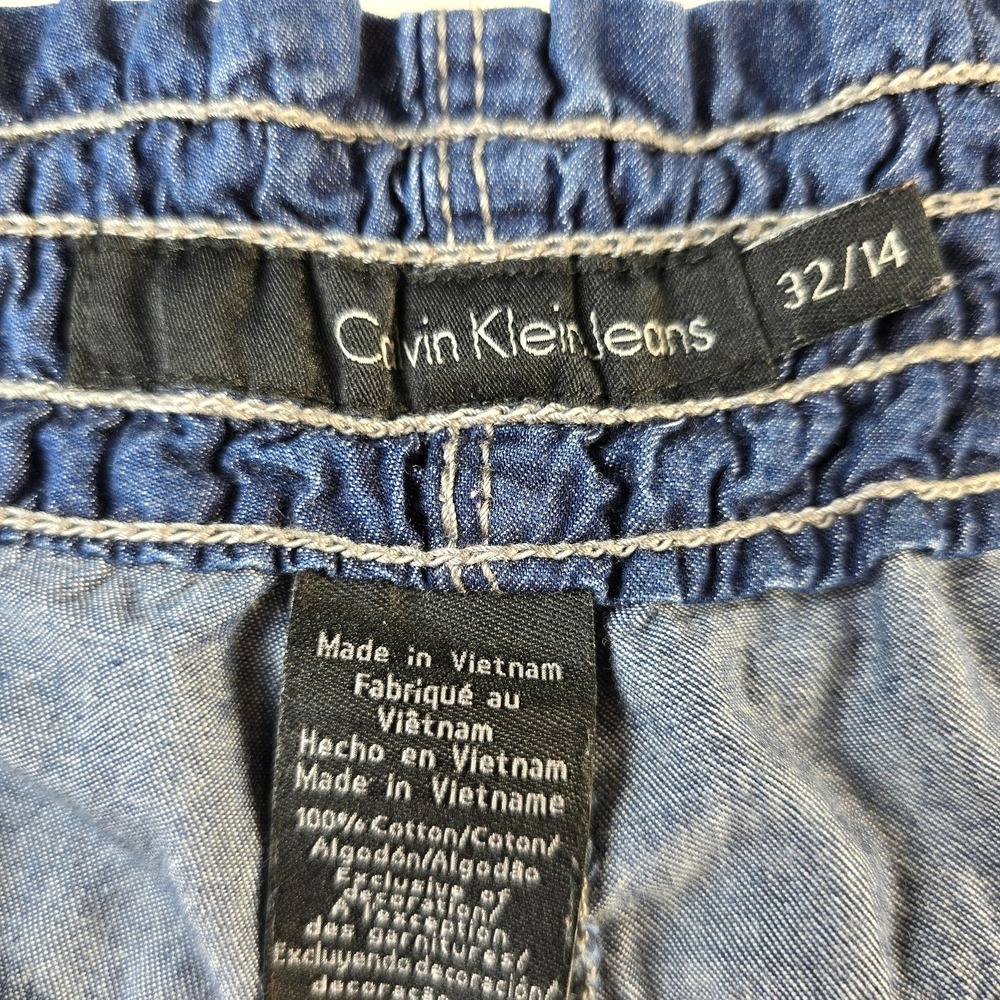 Calvin Klein Jeans Pants Women's 32/14 Blue Denim Jogger Drawstring Utility - Picture 8 of 10